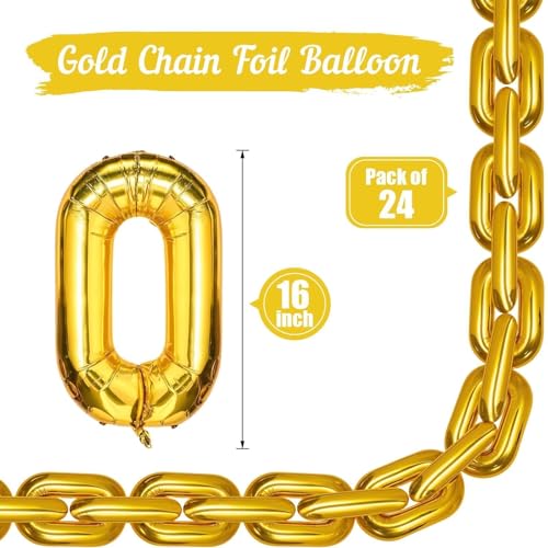 Gold Foil Chain Balloons - 24PCS 16 Inch for 80s 90s Parties