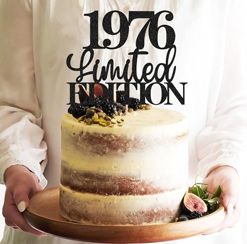 EONNCNT Limited EDITION 1976 Cake Topper Black Glitter 50th Birthday Decor