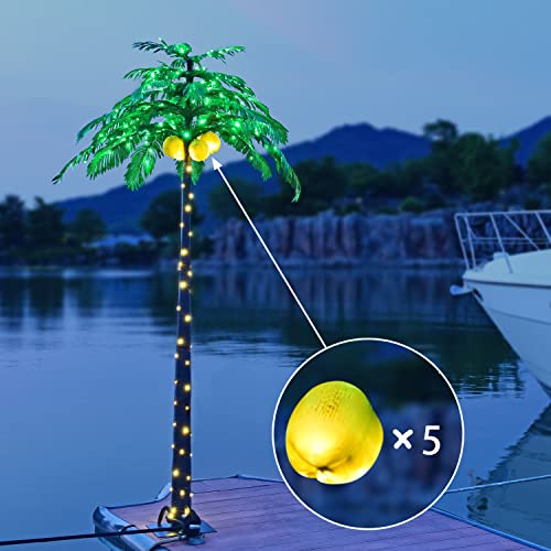 8FT Artificial Lighted Palm Tree with 256 LEDs Green & Warm White - Outdoor Decor
