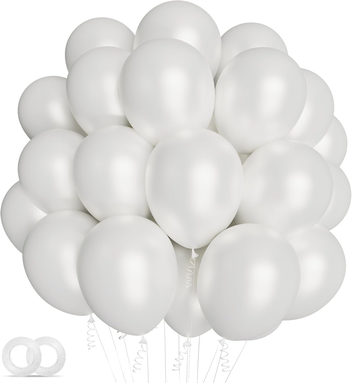 Pearl White Balloons - 12 Inch Latex Party Balloons for Weddings, Engagements & Celebrations