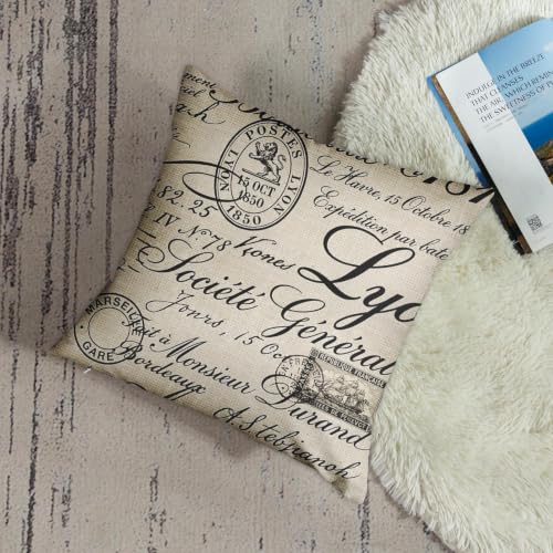 Emvency 18x18 Inch Paris French Script Throw Pillow Cover