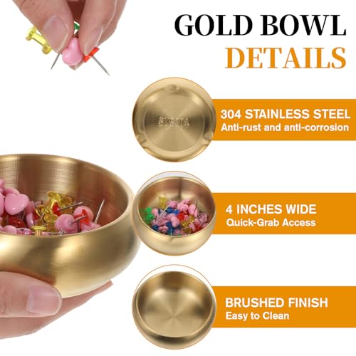 4-Inch Gold Decorative Bowl - Stainless Steel Key & Jewelry Organizer