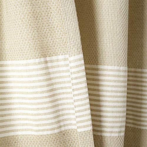 Lush Decor Tucker Stripe Yarn Dyed Cotton Knotted Tassel Window Curtain Panel Pair, 84" x 40", Taupe