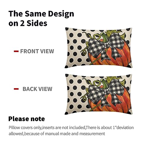 Sweetshow Fall Lumbar Pillow Covers 12x20, Orange Pumpkin Throw Set of 2