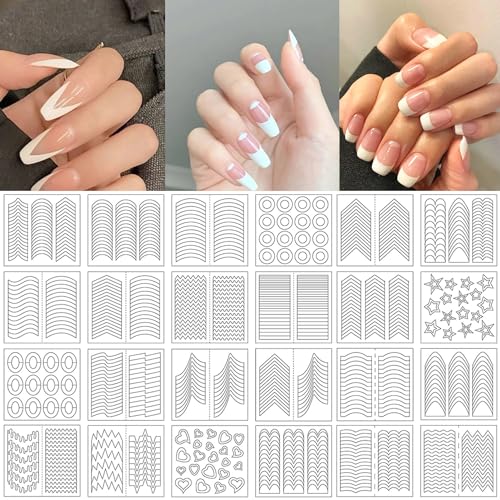 French Tip Nail Guides Stickers - 48 Sheets 2000 Pcs Manicure Stencils