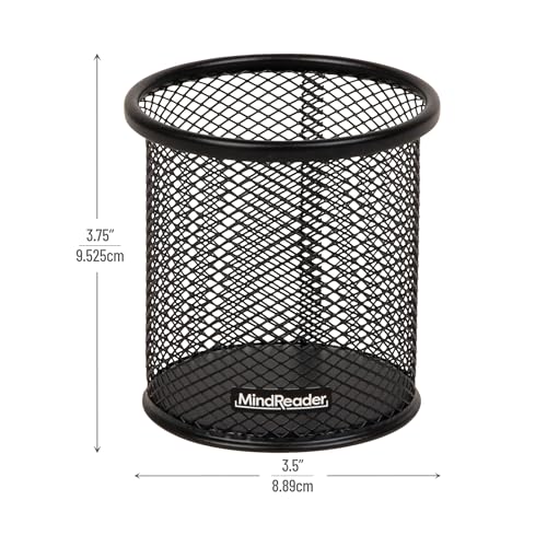 Mind Reader Black Pen and Desk Accessories Holder Set of 3 - Metal Mesh Organizers