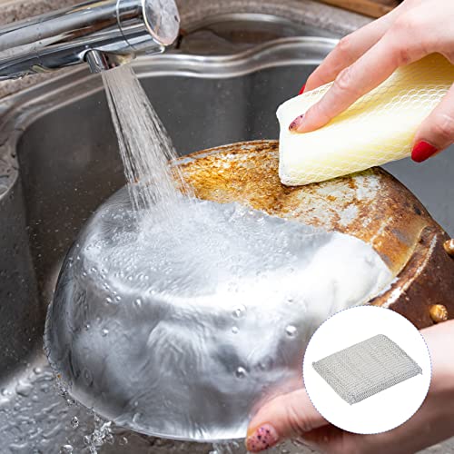 Non-Scratch Kitchen Scrub Sponge - 4 Pack, 11x8.5 cm, Silver