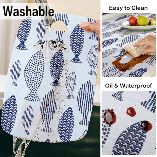 Terravue Non-Slip Shelf Liner - Blue Fish Pattern, 11.8" x 118.1"