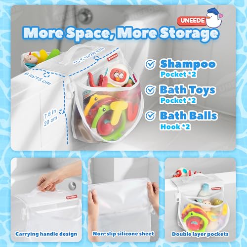 UNEEDE Mesh Bath Toy Organizer - 2-Compartment Quick Dry Storage