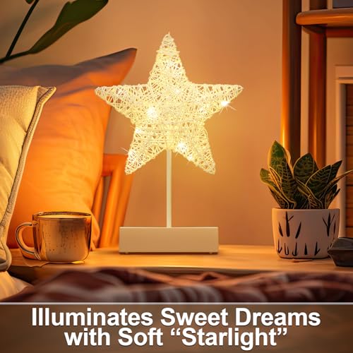 2 Pack Christmas Star Night Lamps Battery Operated Warm White Light Home Decor