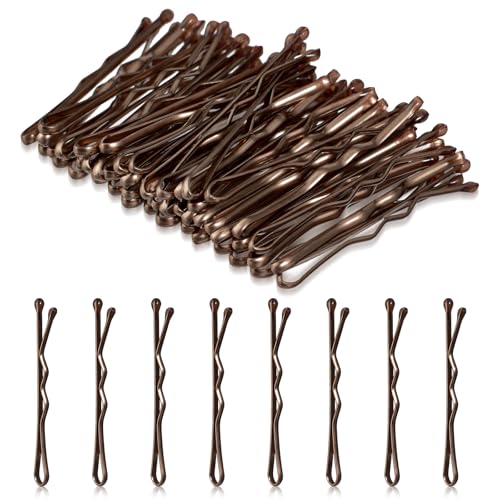 AOZUO Mini Bobby Pins - 50PCS 1.37 Inch Small Curved Wavy Metal Hairpins Brown