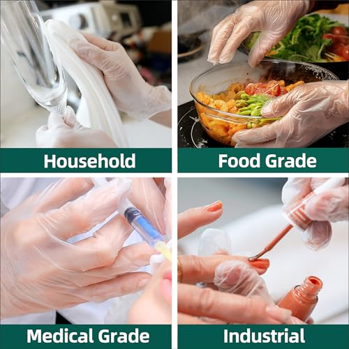 Supmedic Vinyl Disposable Exam Gloves, Large, 4Mil Powder-Free, 100 Count