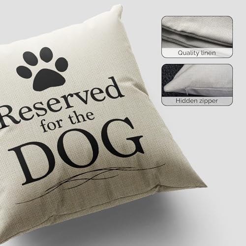 Reserved for The Dog Linen Throw Pillow Cover, 18x18 Decorative Dog Case