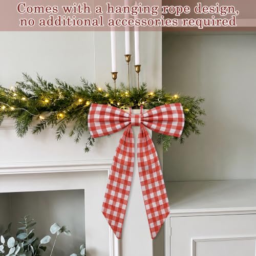 Gingham Bow Christmas Tree Topper 16 x 20 Inch Set - Large Holiday Decor