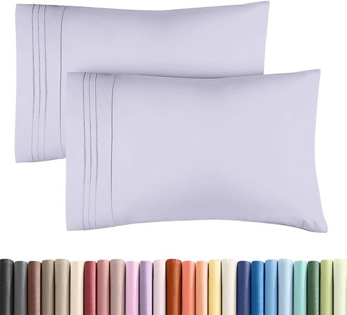 King Standard Pillow Cases - Ultra-Soft Hotel Quality Covers | Fade-Free & Wrinkle Resistant | Light Lavender - Set of 2