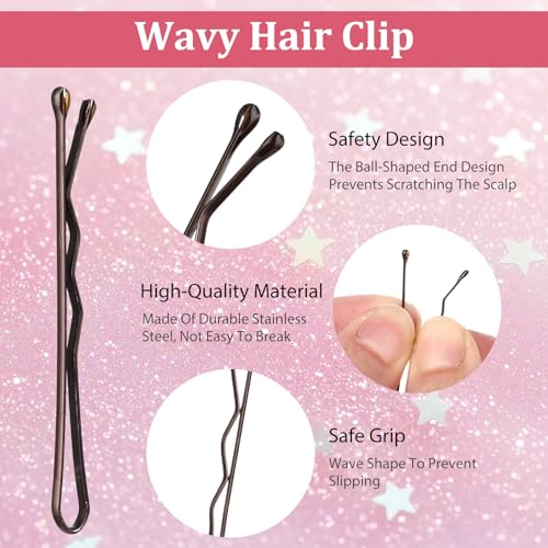 150 Count Mini Bobby Pins 1.38 Inch Small Hairpins with Storage Box Brown