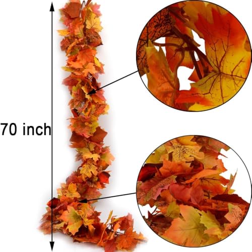 Fall Maple Leaf Garland - 2 Pack, 5.9ft Each for Thanksgiving & Christmas Decor