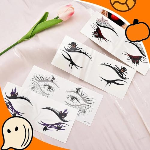 Ancnoz Halloween Eyeshadow Stickers Temporary Face Tattoos 4 Pairs