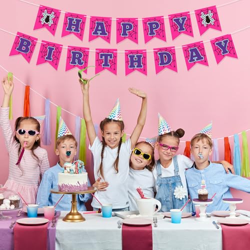 Spider Themed Happy Birthday Banner - Pre Strung Decoration