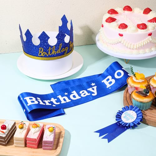 Blue Birthday Boy Crown Hat - King Party Accessory Set