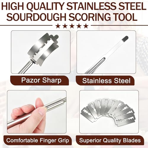 304 Stainless Steel Bread Lame with 10 Replacement Razor Blades