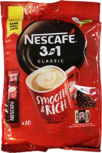Nescafe 3-in-1 Classic Instant Coffee, 10 Individual Sticks (165g)