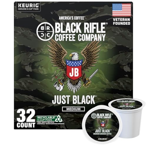 Black Rifle Coffee Just Black Medium Roast K-Cups, 32 Count - 100% Arabica
