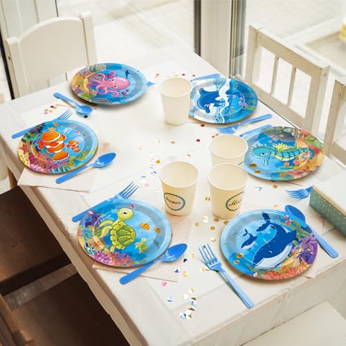 48pc Under the Sea Party Dessert Plates - 7-Inch Ocean Animal Tableware