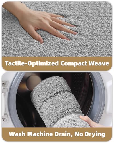 Color&Geometry Ultra Soft Grey Bath Mat 17"x30" - Absorbent & Non-Slip