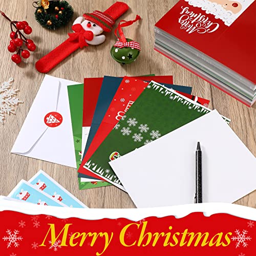 Christmas Greeting Cards Set with Envelopes, Stickers & Assorted Designs, 240 Pieces