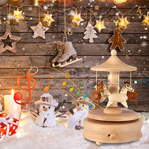 Carousel Music Box Beech Wood Castle in the Sky Melody Gift
