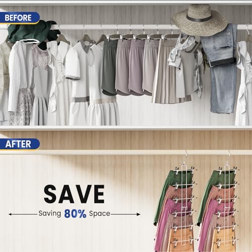 Damita 6-Tier Skirt & Pants Hanger with Finger-Safe Clips - Space Saving
