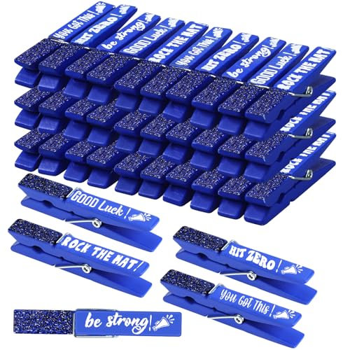 30 Pcs Blue Cheerleading Motivational Pins - Shiny Glitter Spirit Clips