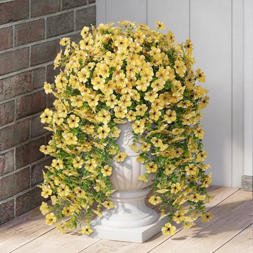 4PCS 29.5" Yellow Artificial Morning Glory & Eucalyptus Bundles