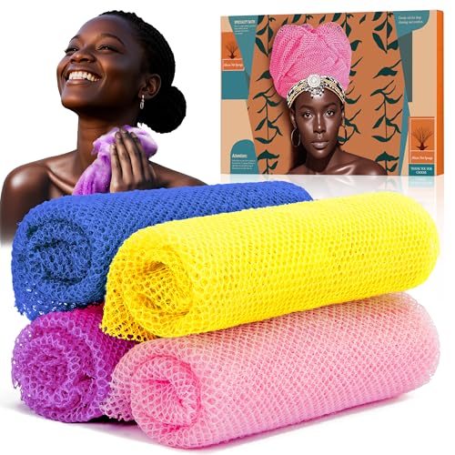SpiralScgv 4-Pack African Net Sponge Exfoliating Body Scrubber