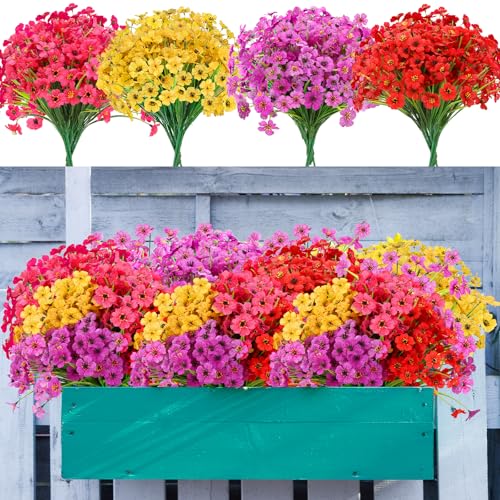 20 Bundles of UV Resistant Artificial Daisy Flowers for Outdoor Decor