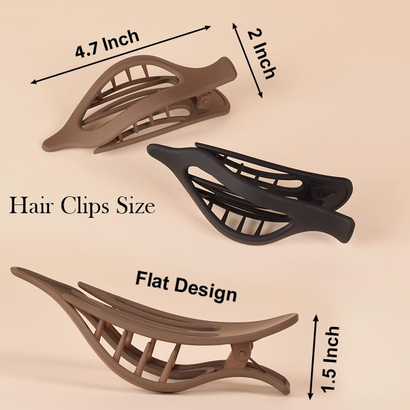ANEESAA 8 Pack French Flat Hair Claw Clips for Women - Matte No Slip Large Hair Barrettes for Thick & Thin Hair