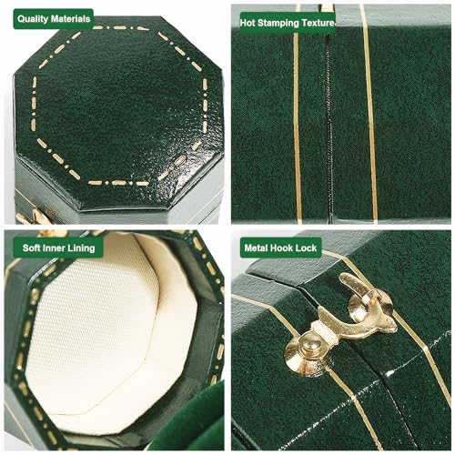 Omeet Green Mini Ring Box for Proposal & Wedding - Eco-Friendly, Vintage Style