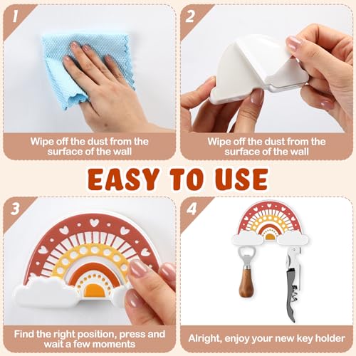 Yuntau 1 Pcs Boho Rainbow Wall Decor Magnetic Key Holder for Cute