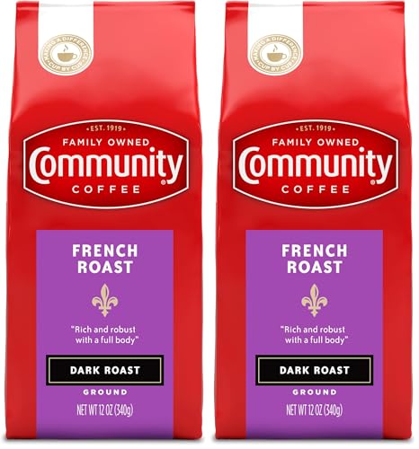 Community Coffee French Roast, Extra Dark Ground Coffee, 12 oz (Pack of 2)