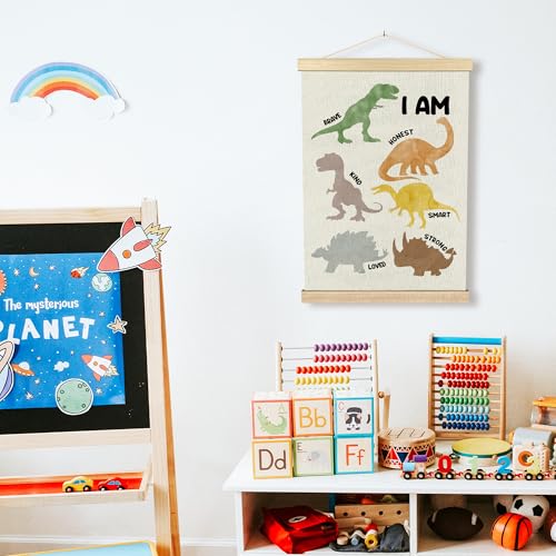 Dinosaur Wall Art for Kids - 12x16 Inspirational Canvas Decor