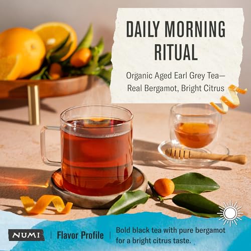 Numi Organic Aged Earl Grey Black Tea, 54 Biodegradable Tea Bags