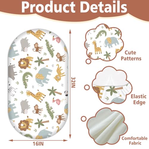 Animal Theme Baby Bassinet Sheet - Soft Fitted 32x16 Inch