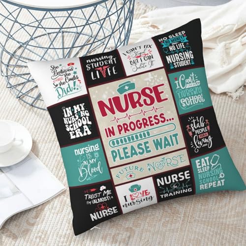 Nursing Student Throw Pillow Cover 18x18 Inches - Graduation Gift for Women, Future Nurse Gift, Nurse Graduation 2026, IYUBOFU