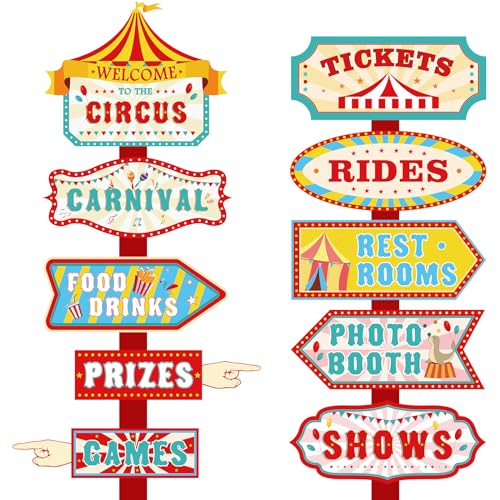 Circus Carnival Party Directional Signs 20 Pcs Birthday Decor