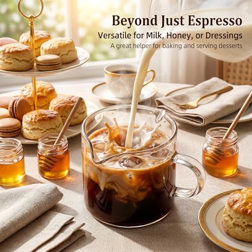 Farielyn-X 5oz Double Spout Espresso Cups Set of 2 - Clear Glass Coffee & Dessert Cups