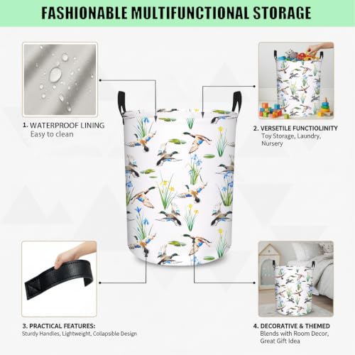 HEFEICZ Mallard Duck Laundry Hamper - Large Collapsible Toy Storage Basket B