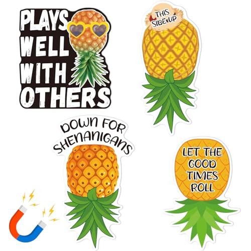 Set of 4 Upside-Down Pineapple Magnetic Door Decor for Cruise, Fridge & Vehicle