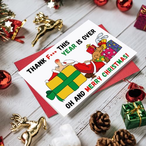 Funny Tired Santa Christmas Card - Sarcastic Holiday Greeting Card