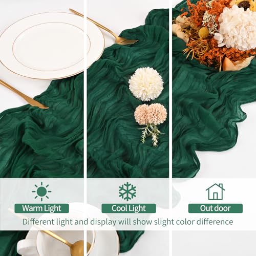 Emerald Green Cheesecloth Table Runner 16 Pack 20x120in Rustic Wedding Decor